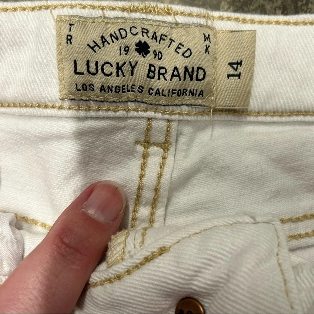 Lucky Brand White Riley Shorts Size Girls‎ 14 Rolled Hem EUC Distressed